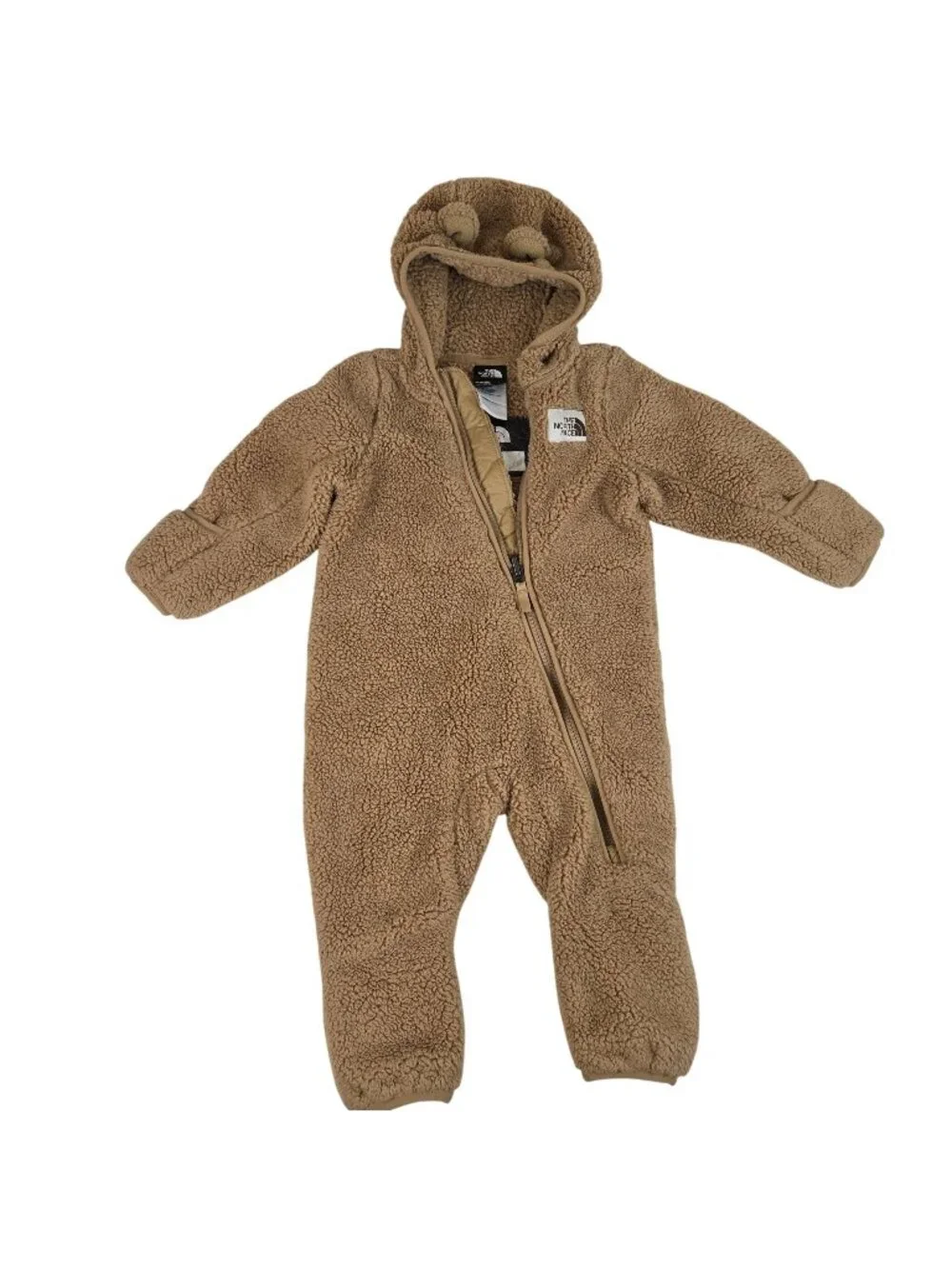 The North Face Infant Bear Bunting Brown 6-12M Sherpa Fleece Hoodie Full-Zip Win